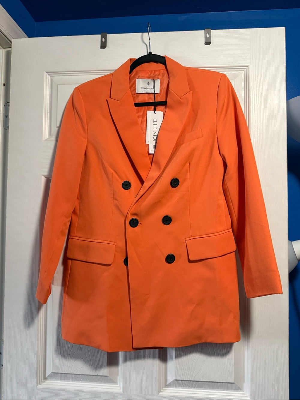 stradivarius Orange Double-Breasted Blazer